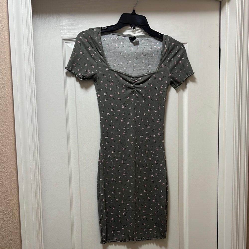 Floral Green Mini Dress